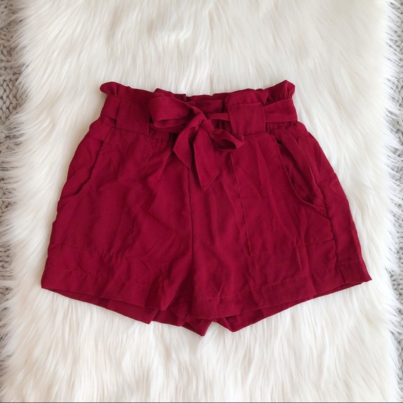 Fashion Nova Pants - Burgundy tie waist shorts